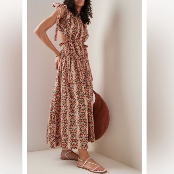 NEW Agua by Agua Bendita Guaguanco Monarca Rosa Cotton Midi Dress Large - Picture 16 of 16